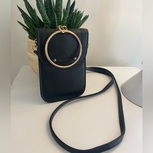 Small black leather crossbody